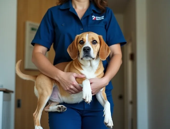 Technician respectfully transporting a deceased dog in Sydenham